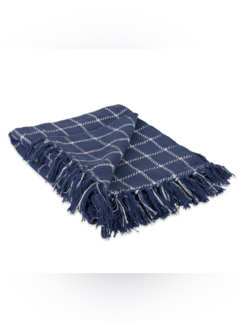 Rustic Plaid Checkered Throw 100% Cotton - FRENCH BLUE